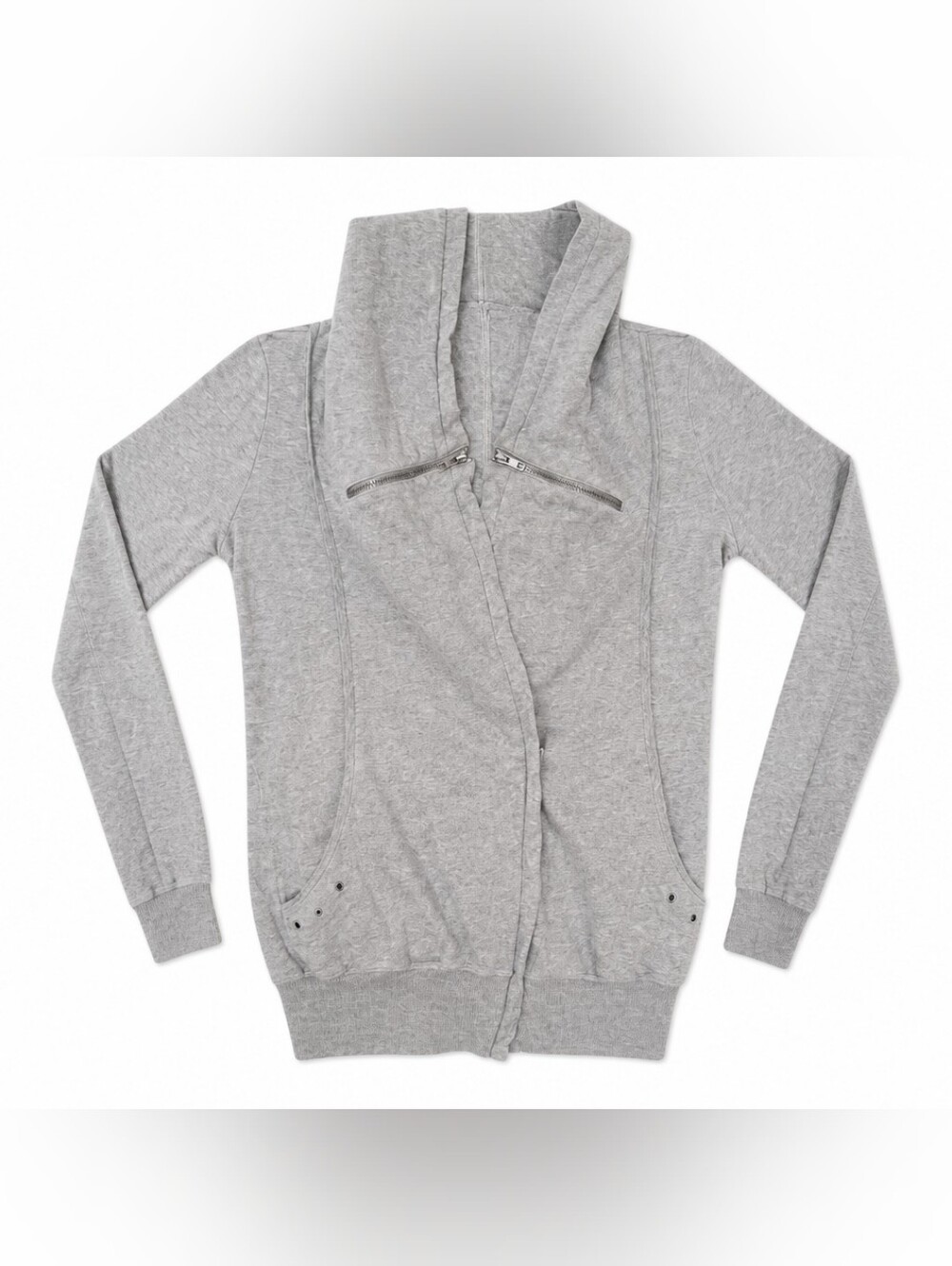 Vintage Juicy Couture Gray Hooded Half Zip Jacket With Zipper And Grommet Detail